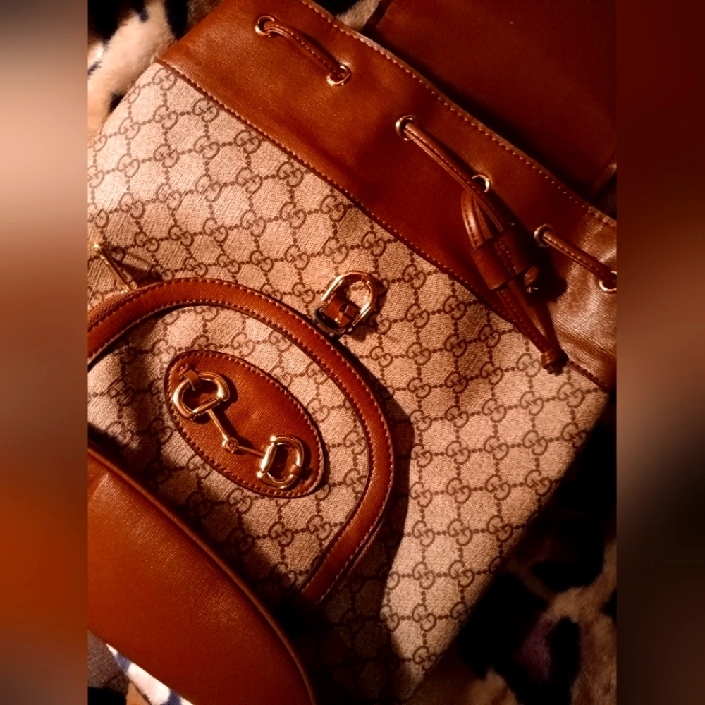 Large Tan Horsebit backpack